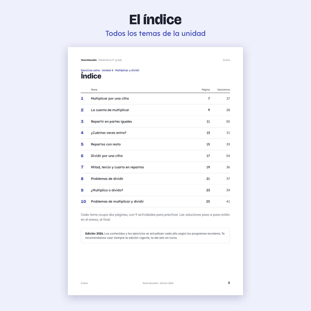 3er grado · Unidad 4: Ejercicios extra