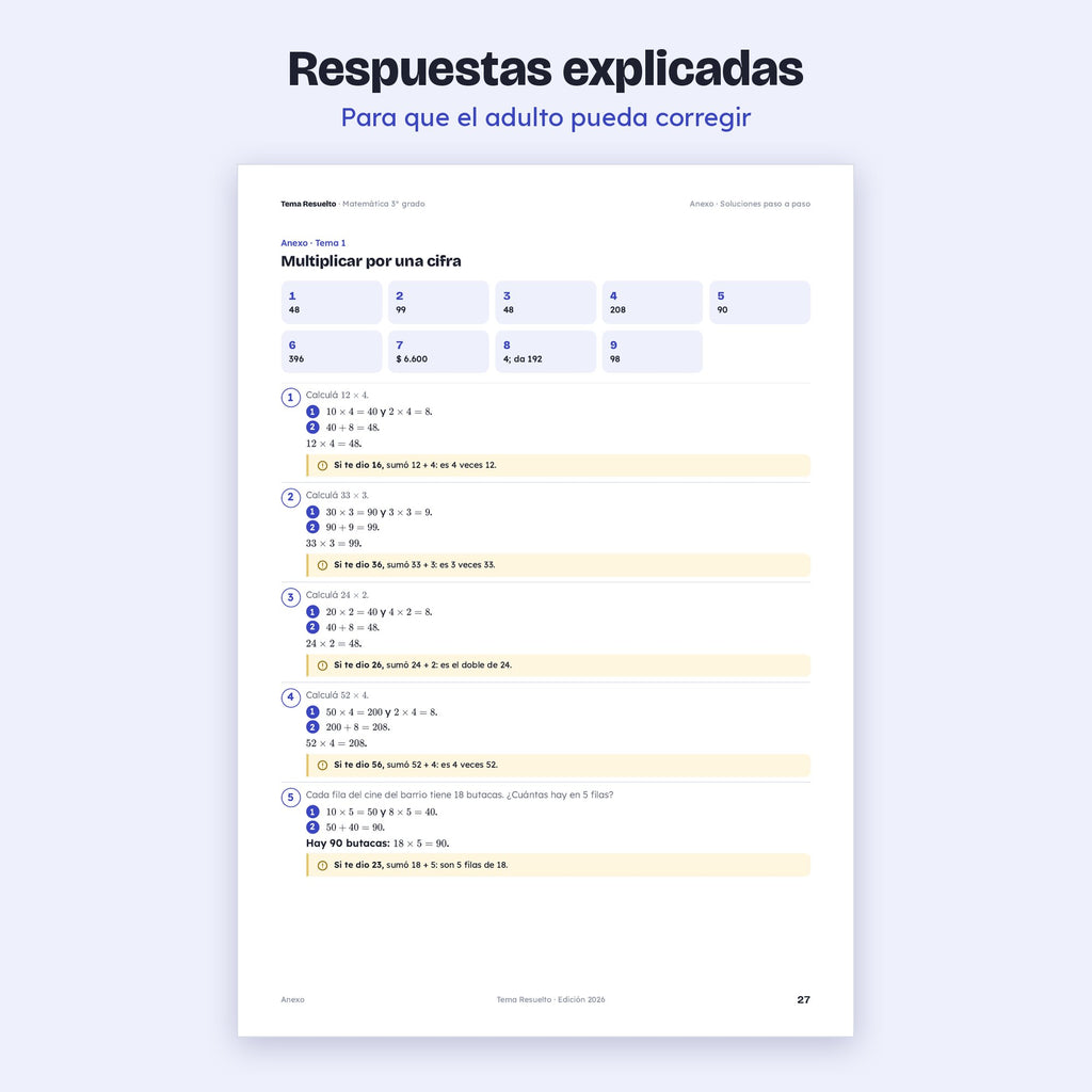 3er grado · Unidad 4: Ejercicios extra
