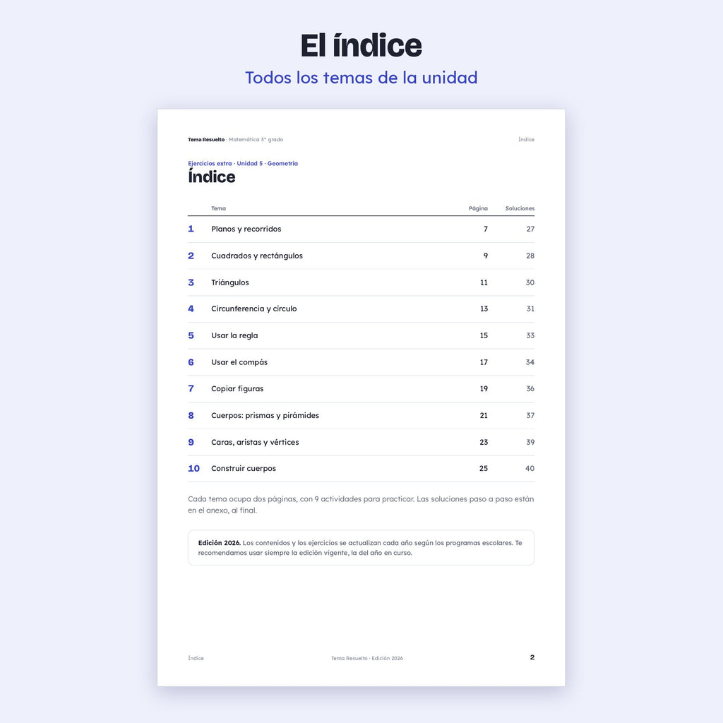3er grado · Unidad 5: Ejercicios extra