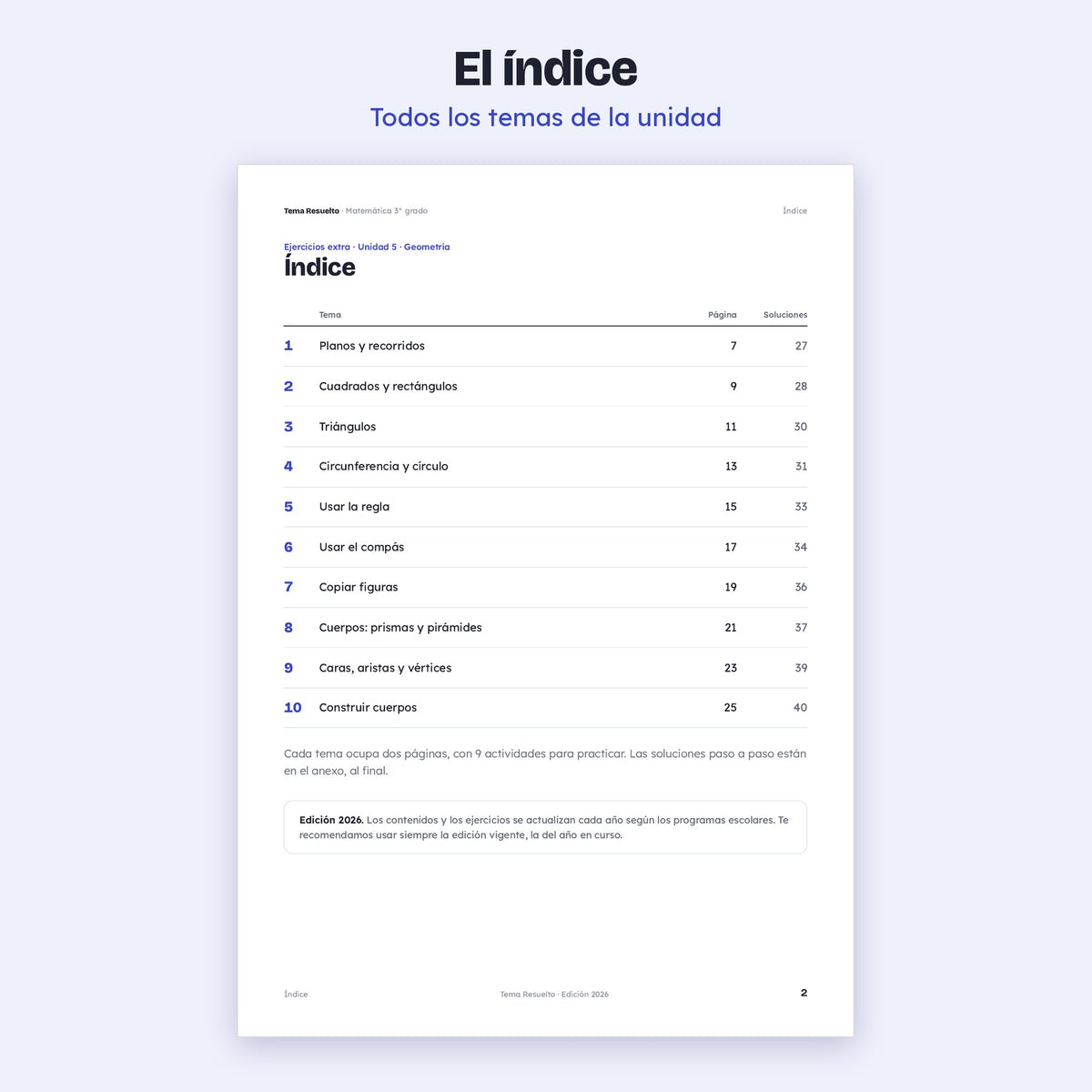 3er grado · Unidad 5: Ejercicios extra
