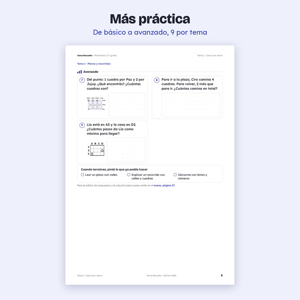3er grado · Unidad 5: Ejercicios extra