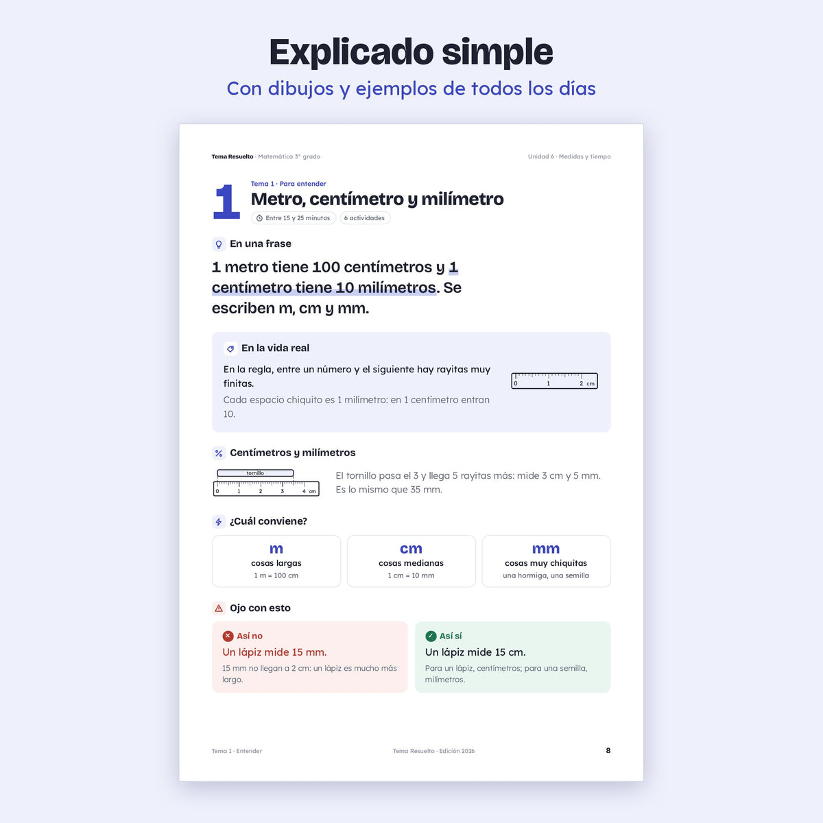 3er grado · Unidad 6: Medidas y tiempo