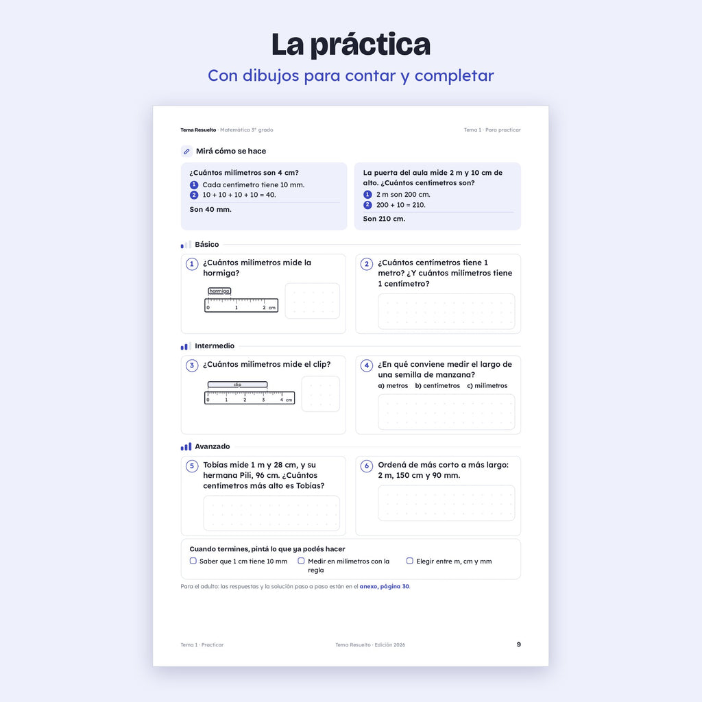 3er grado · Unidad 6: Medidas y tiempo