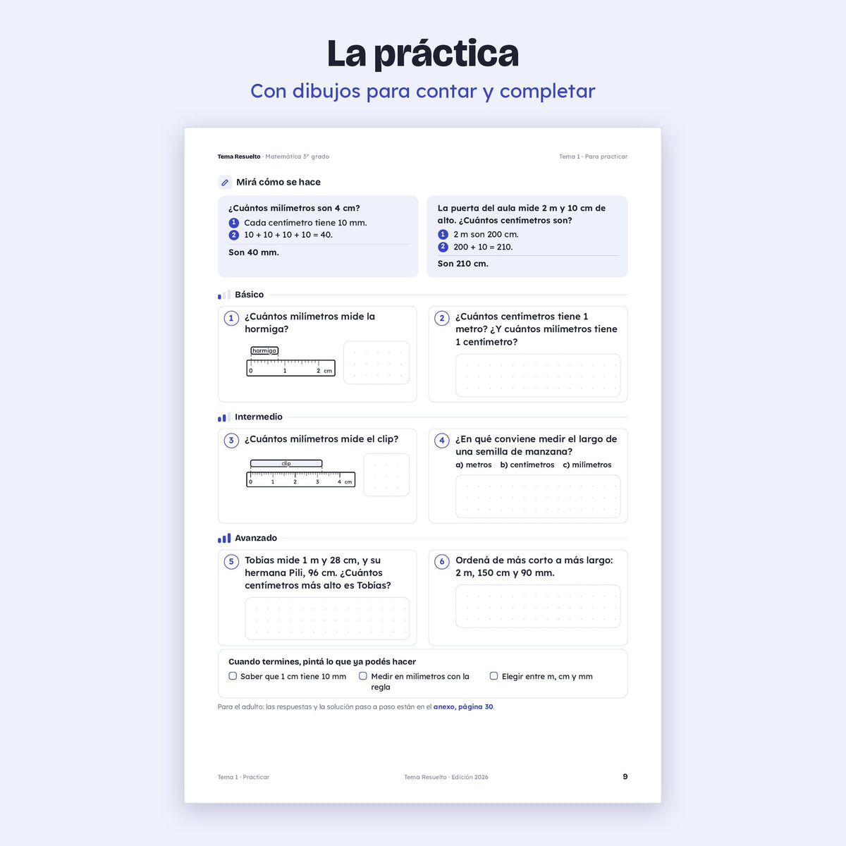3er grado · Unidad 6: Medidas y tiempo
