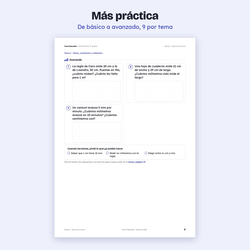 3er grado · Unidad 6: Ejercicios extra