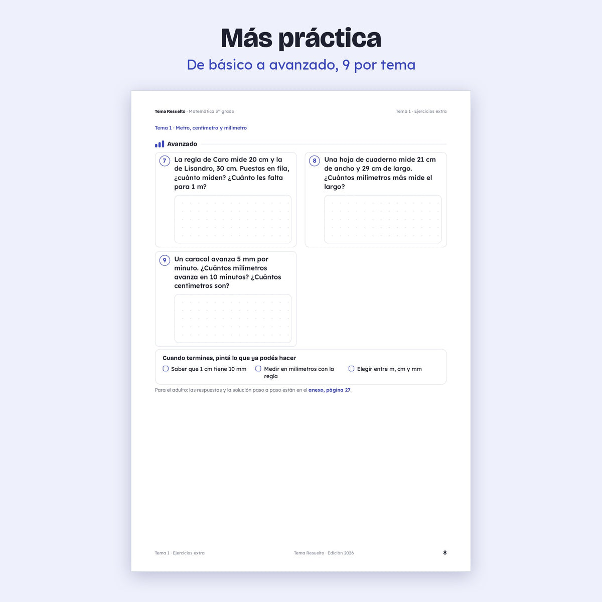 3er grado · Unidad 6: Ejercicios extra