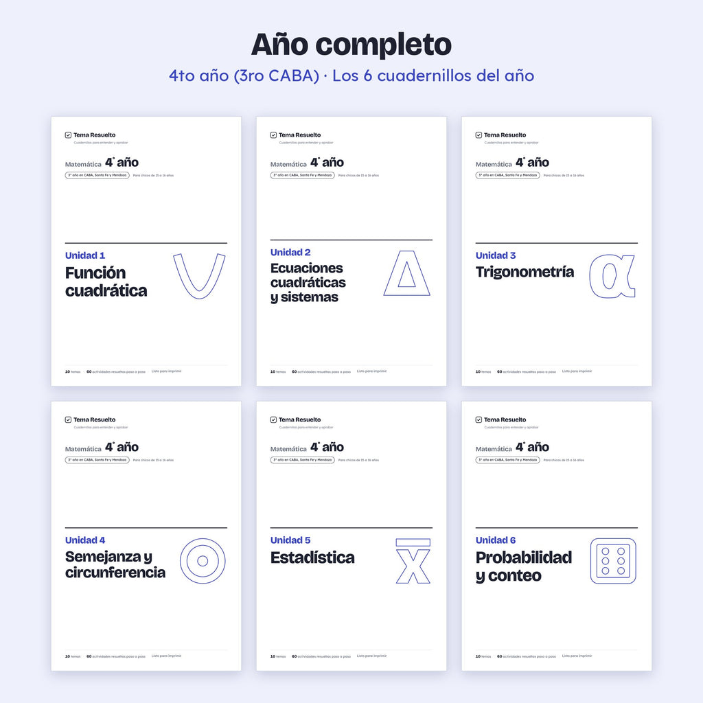 4to año (3ro CABA) · Año completo – Portadas de los cuadernillos