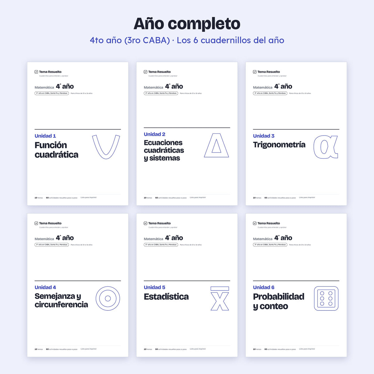4to año (3ro CABA) · Año completo – Portadas de los cuadernillos