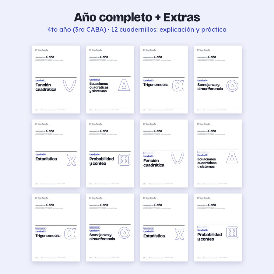 4to año (3ro CABA) · Año completo + Extras – Portadas de los cuadernillos