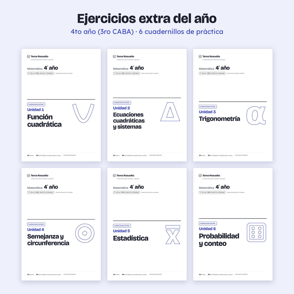 4to año (3ro CABA) · Ejercicios extra del año – Portadas de los cuadernillos
