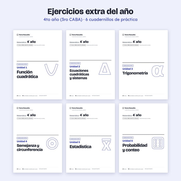 4to año (3ro CABA) · Ejercicios extra del año – Portadas de los cuadernillos