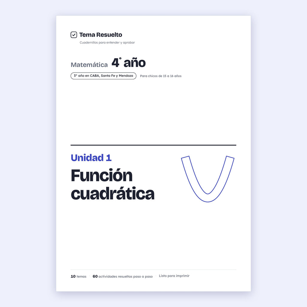 4to año (3ro CABA) · Unidad 1: Función cuadrática – Portada