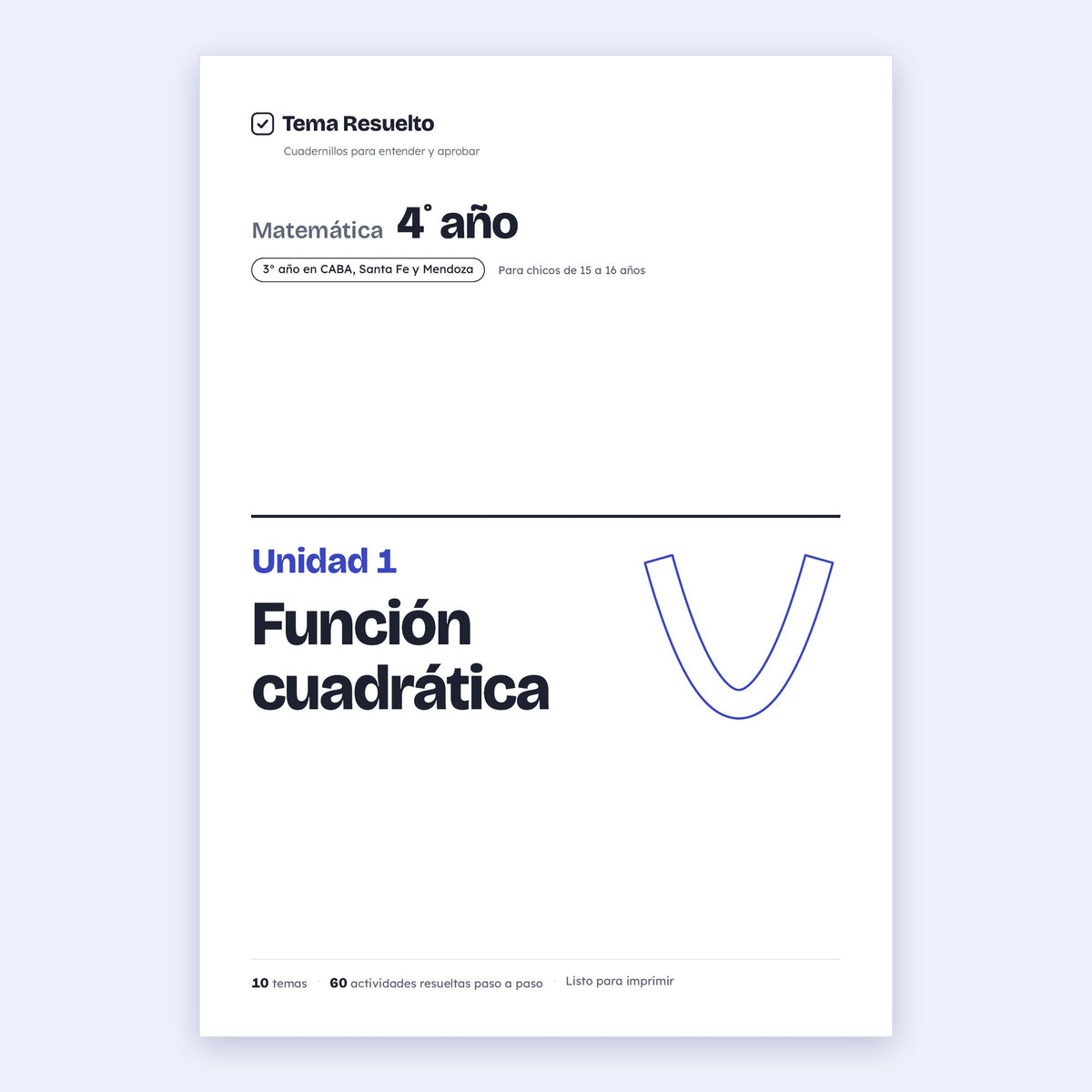 4to año (3ro CABA) · Unidad 1: Función cuadrática – Portada