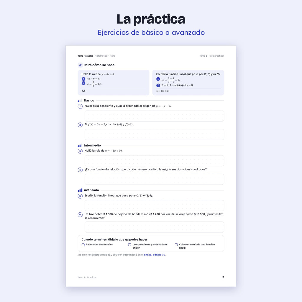 4to año (3ro CABA) · Unidad 1: Función cuadrática – Ejercicios de práctica