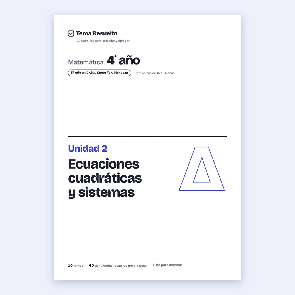 4to año (3ro CABA) · Unidad 2: Ecuaciones cuadráticas – Portada