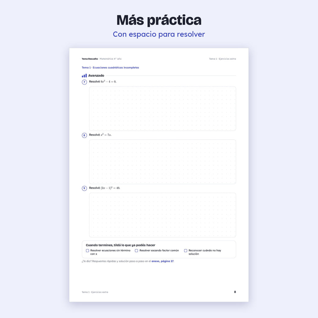 4to año (3ro CABA) · Unidad 2: Ejercicios extra – Más ejercicios de práctica