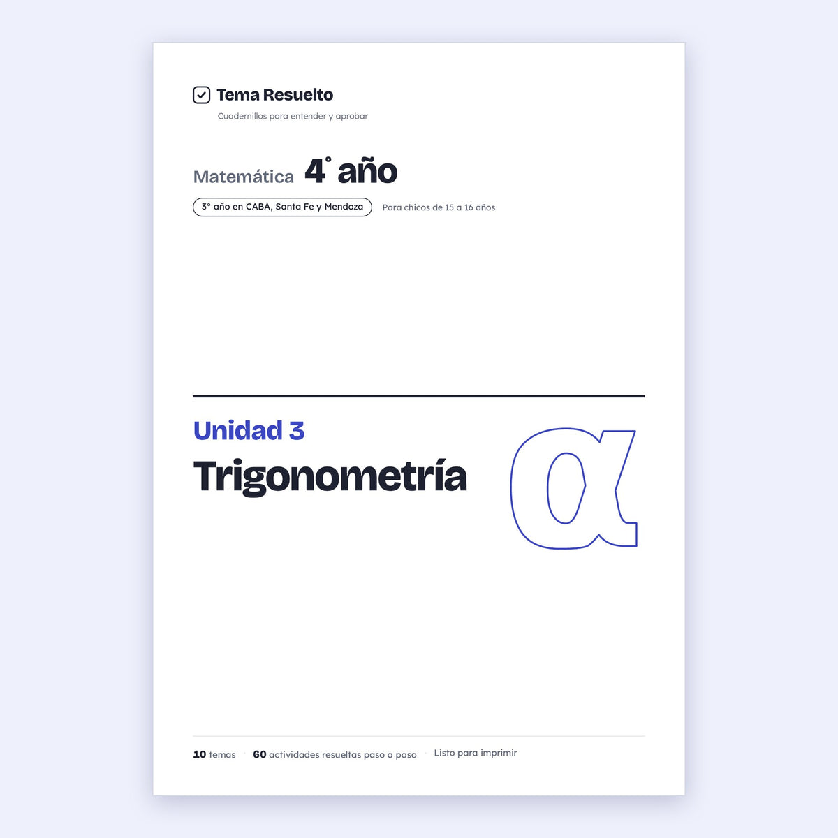 4to año (3ro CABA) · Unidad 3: Trigonometría – Portada