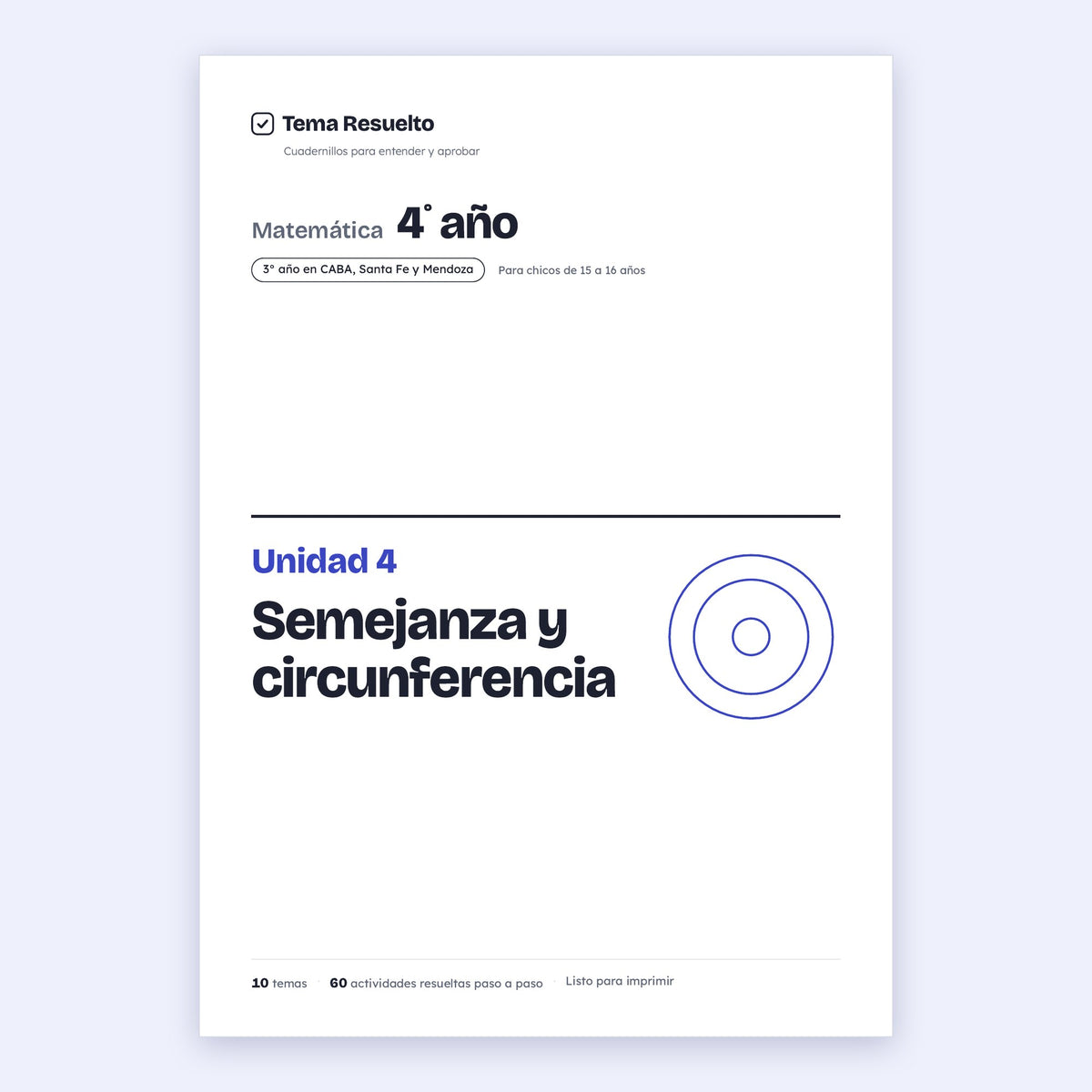 4to año (3ro CABA) · Unidad 4: Semejanza y circunferencia – Portada