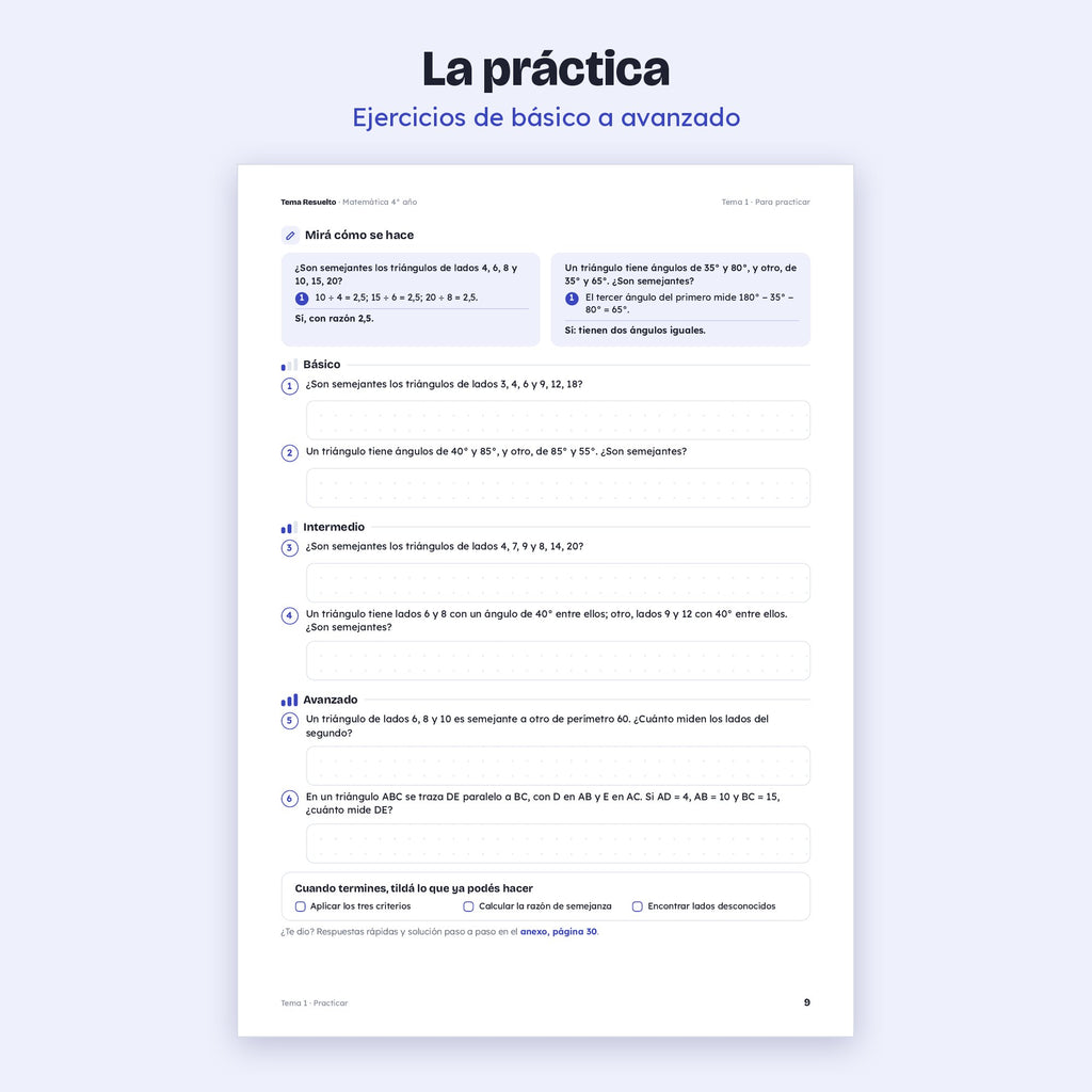 4to año (3ro CABA) · Unidad 4: Semejanza y circunferencia – Ejercicios de práctica