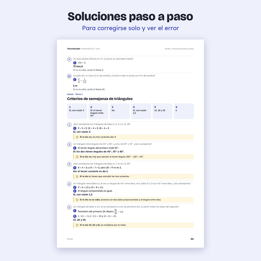 4to año (3ro CABA) · Unidad 4: Semejanza y circunferencia – Soluciones paso a paso