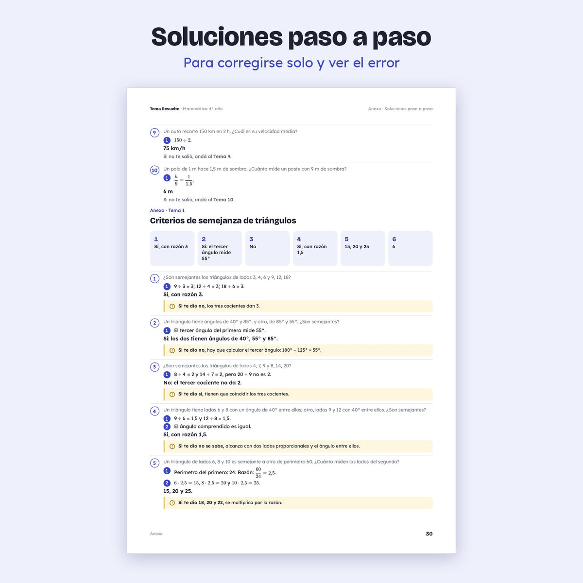 4to año (3ro CABA) · Unidad 4: Semejanza y circunferencia – Soluciones paso a paso