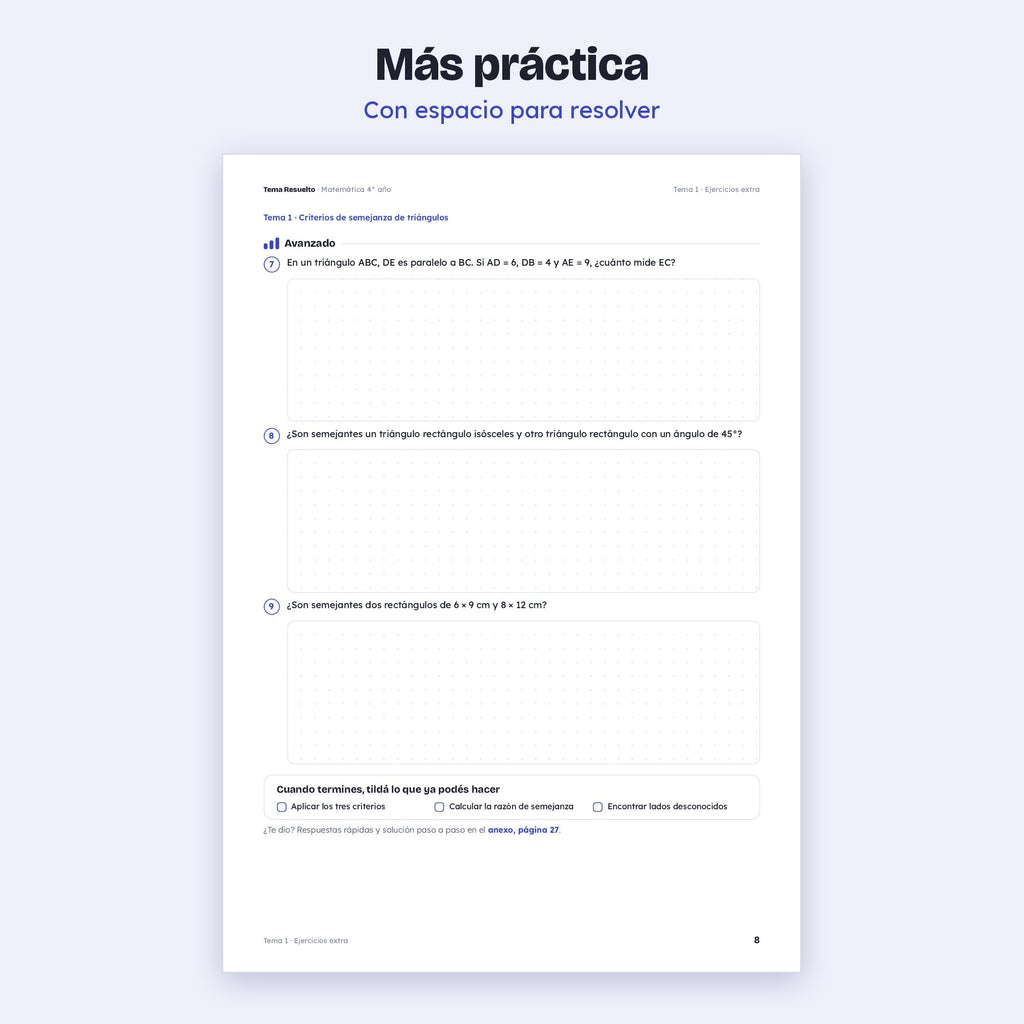 4to año (3ro CABA) · Unidad 4: Ejercicios extra – Más ejercicios de práctica