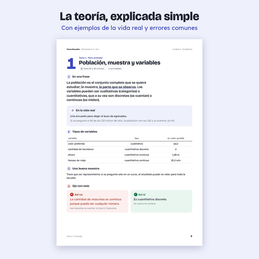 4to año (3ro CABA) · Unidad 5: Estadística – Teoría explicada paso a paso