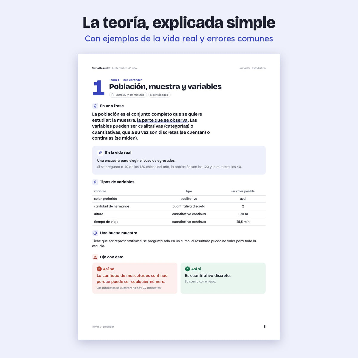 4to año (3ro CABA) · Unidad 5: Estadística – Teoría explicada paso a paso
