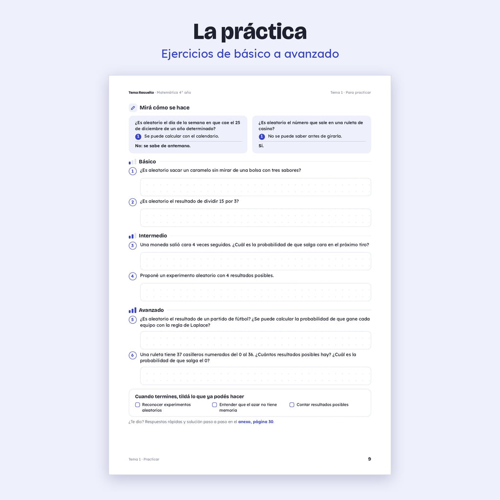 4to año (3ro CABA) · Unidad 6: Probabilidad – Ejercicios de práctica