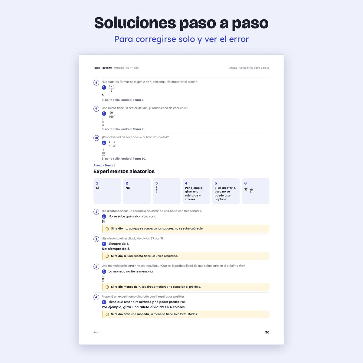 4to año (3ro CABA) · Unidad 6: Probabilidad – Soluciones paso a paso