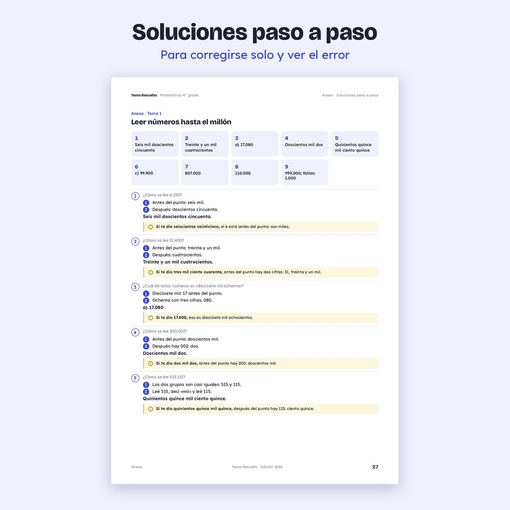 4to grado · Ejercicios extra del año