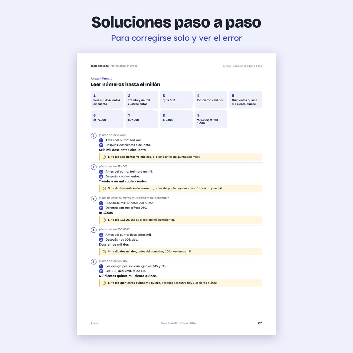 4to grado · Ejercicios extra del año