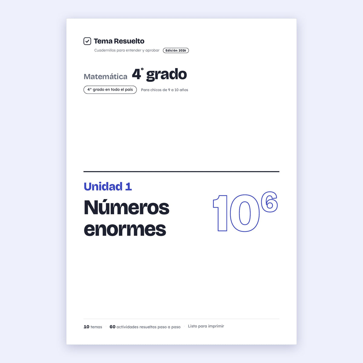 4to grado · Unidad 1: Números hasta el millón