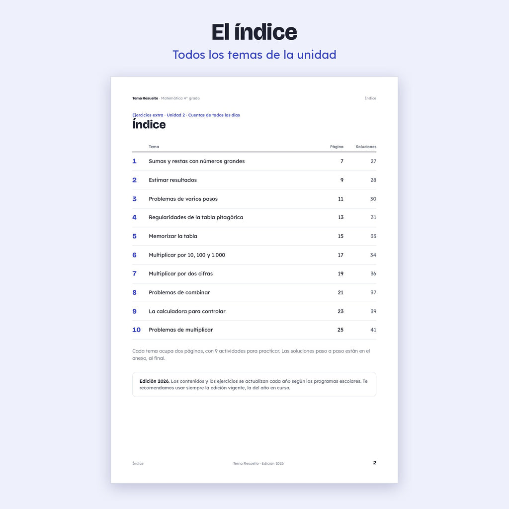 4to grado · Unidad 2: Ejercicios extra