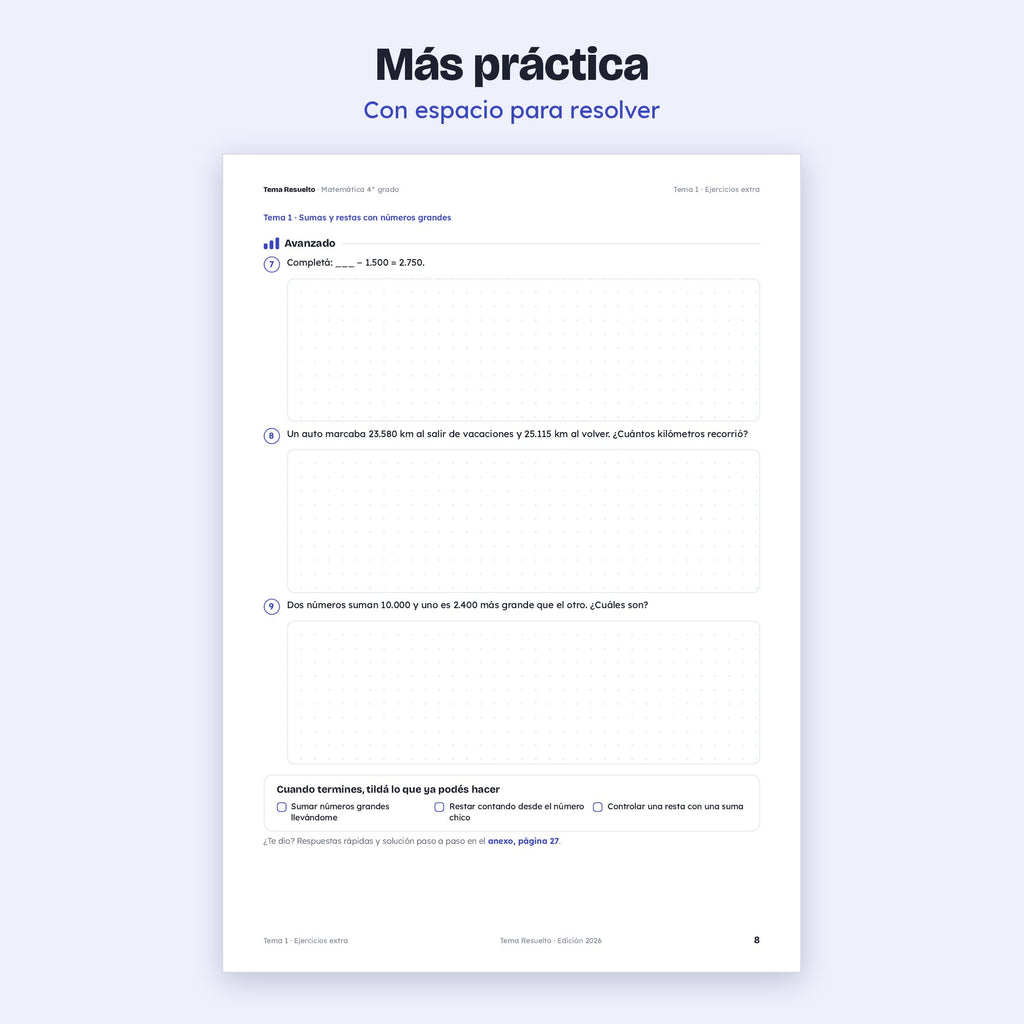 4to grado · Unidad 2: Ejercicios extra