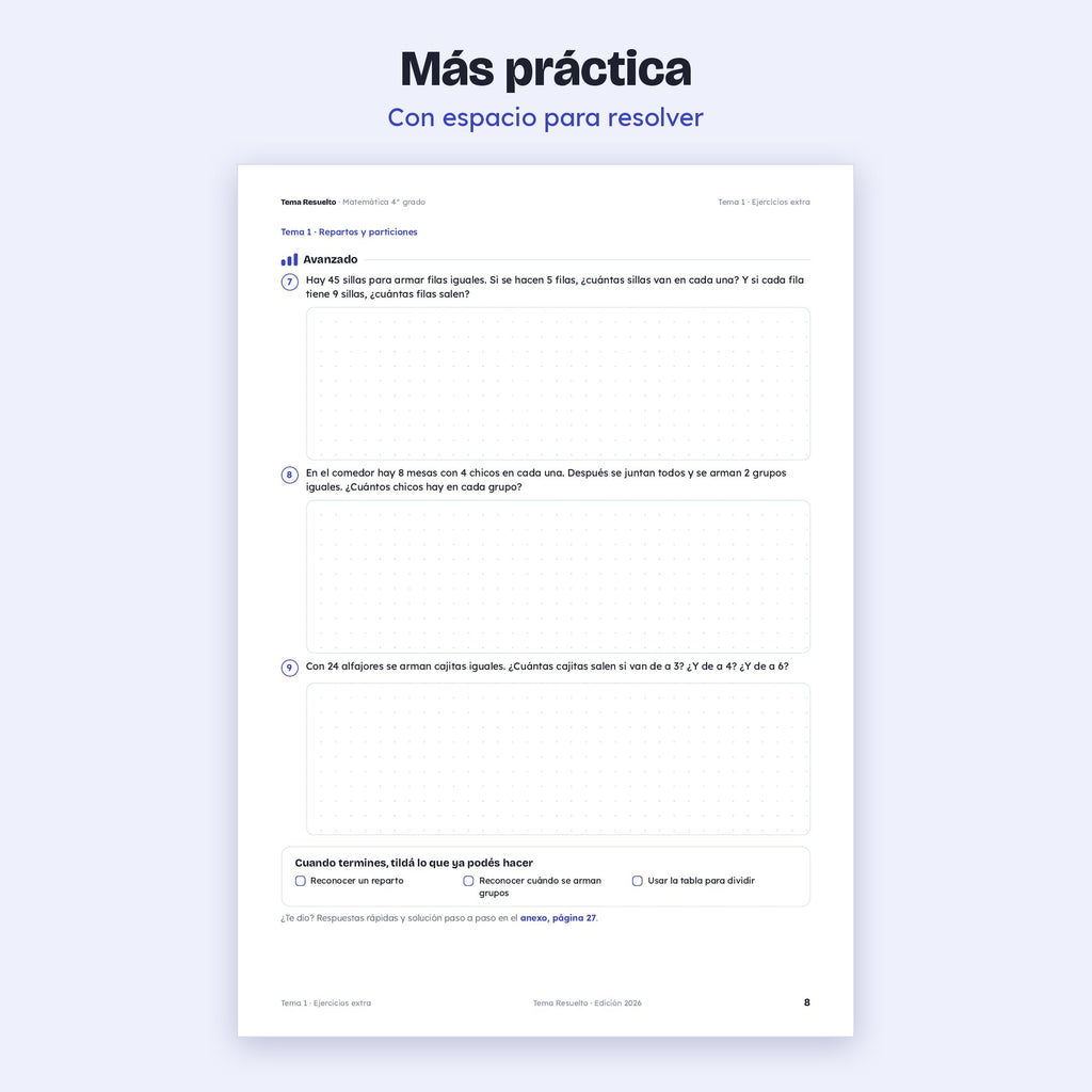4to grado · Unidad 3: Ejercicios extra