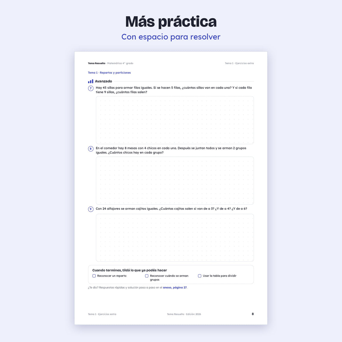 4to grado · Unidad 3: Ejercicios extra