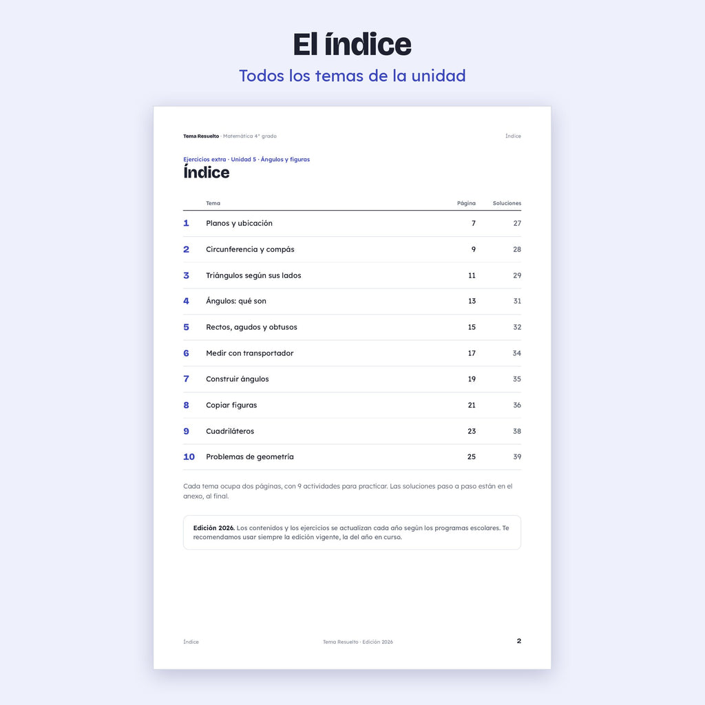 4to grado · Unidad 5: Ejercicios extra