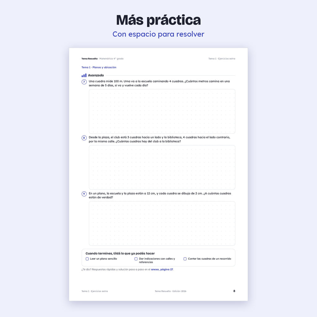 4to grado · Unidad 5: Ejercicios extra