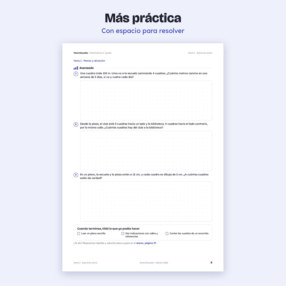 4to grado · Unidad 5: Ejercicios extra