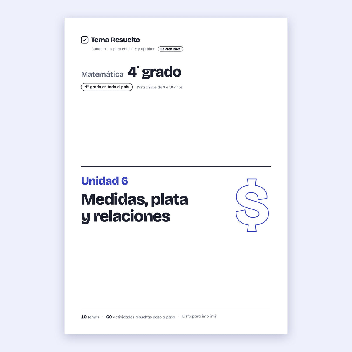 4to grado · Unidad 6: Medidas y dinero