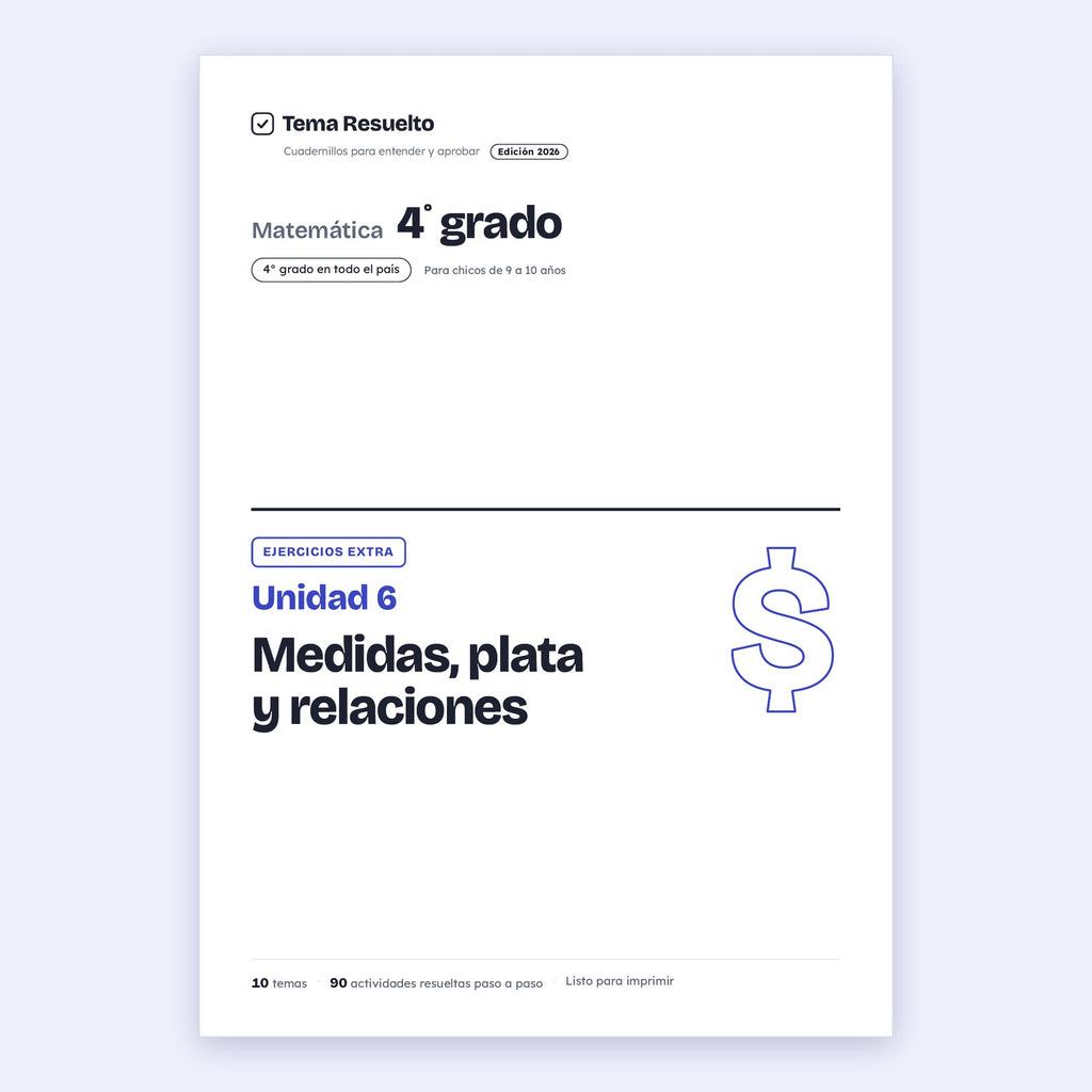 4to grado · Unidad 6: Ejercicios extra