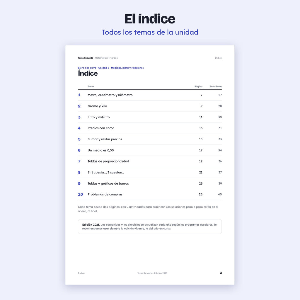 4to grado · Unidad 6: Ejercicios extra