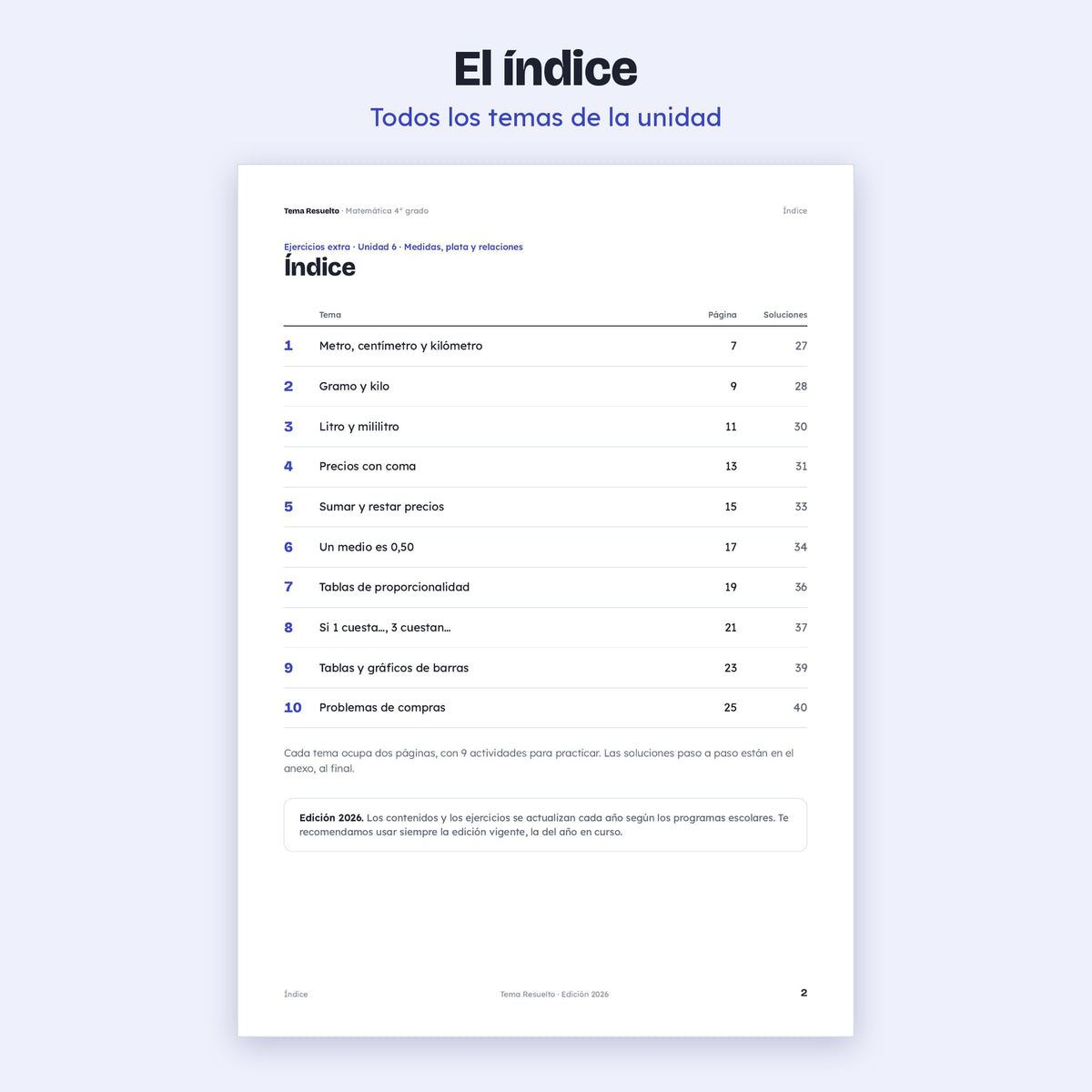 4to grado · Unidad 6: Ejercicios extra