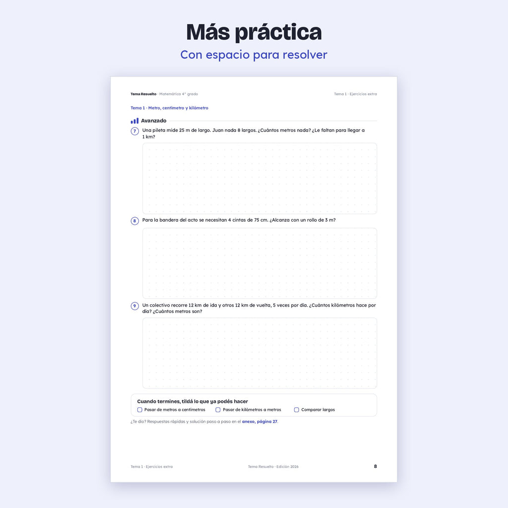 4to grado · Unidad 6: Ejercicios extra