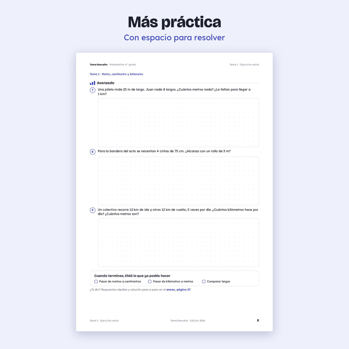 4to grado · Unidad 6: Ejercicios extra