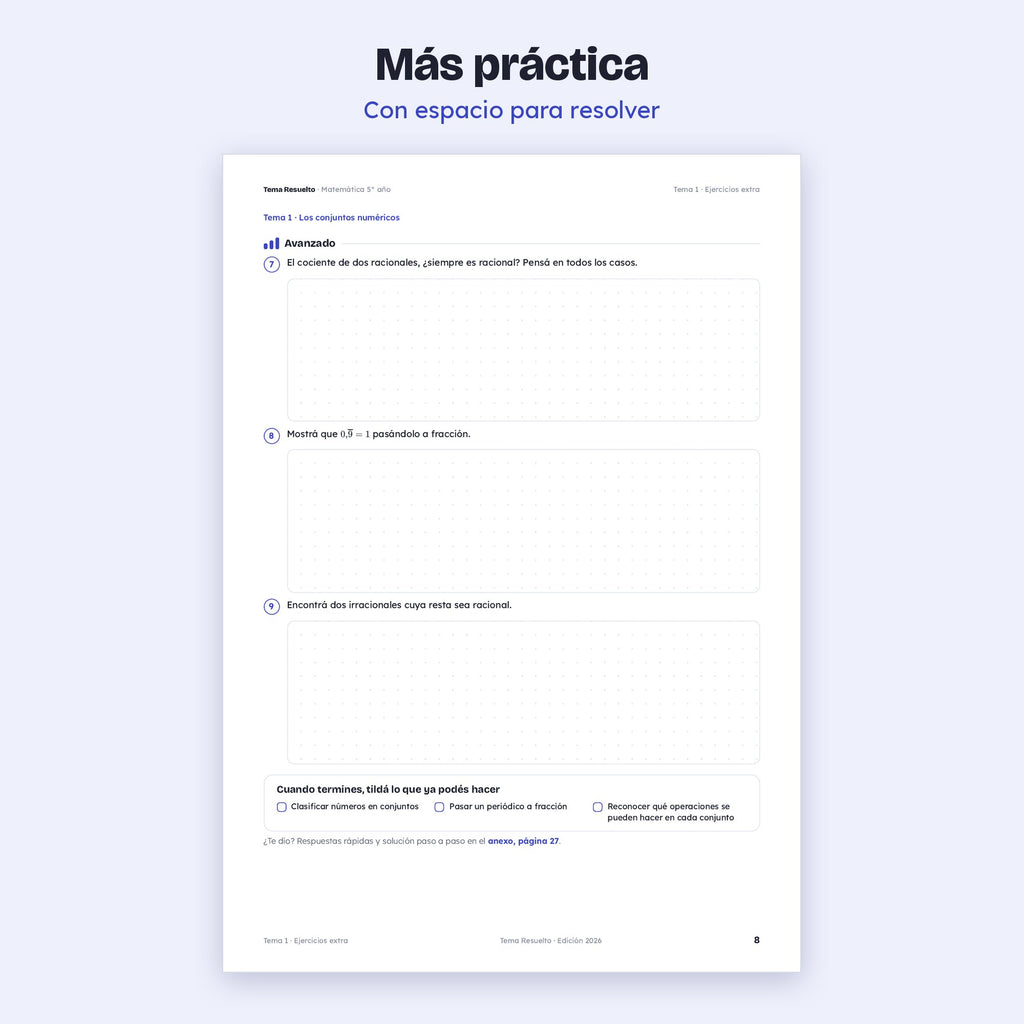 5to año (4to CABA) · Unidad 1: Ejercicios extra