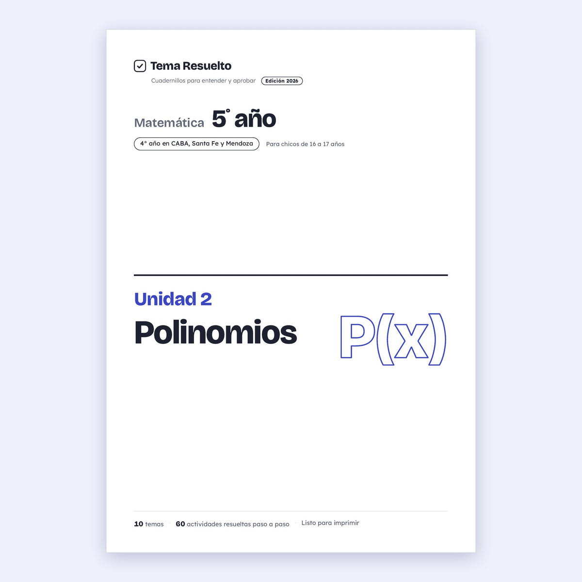 5to año (4to CABA) · Unidad 2: Polinomios