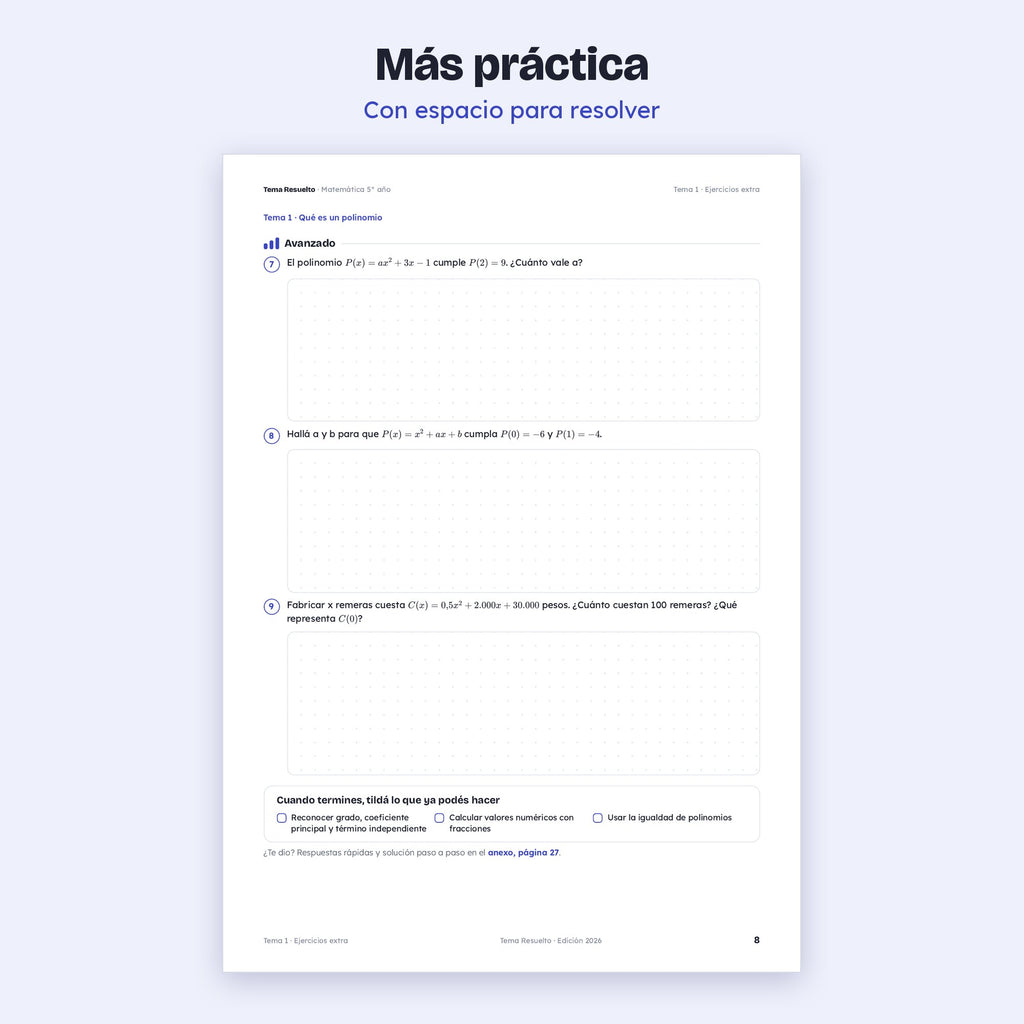 5to año (4to CABA) · Unidad 2: Ejercicios extra