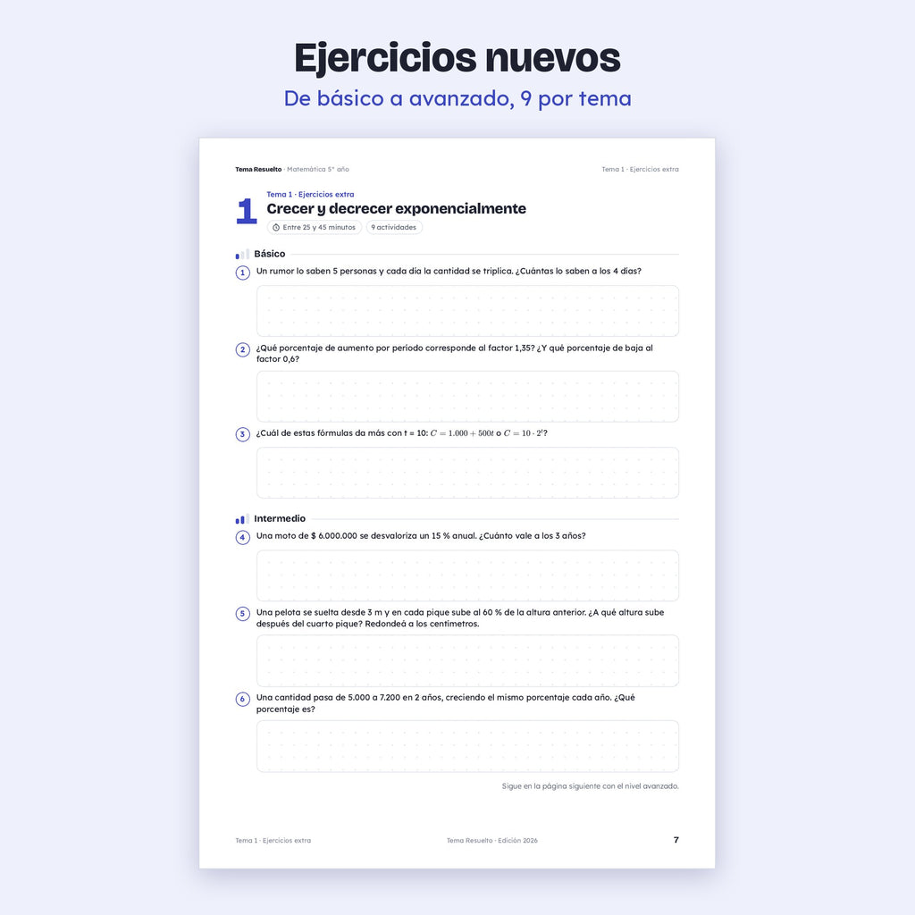5to año (4to CABA) · Unidad 5: Ejercicios extra